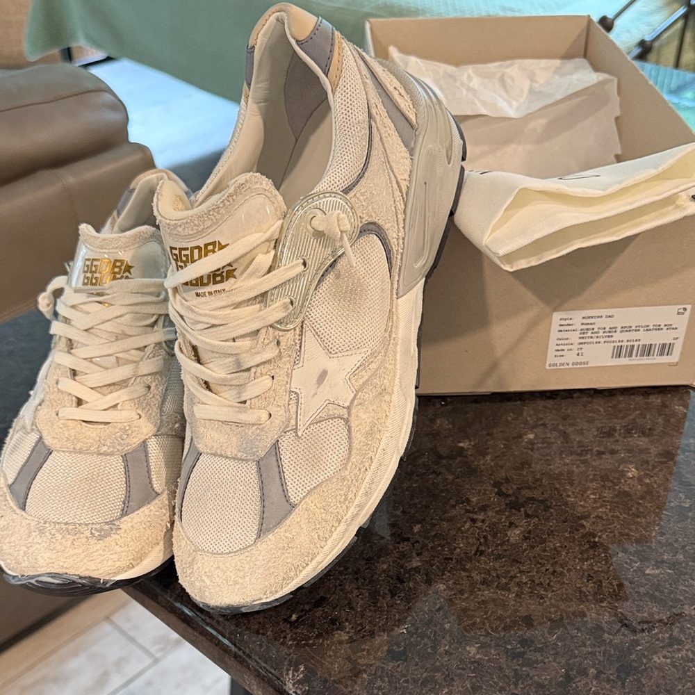 Golden Goose woman’s Dad Star in white mesh and suede